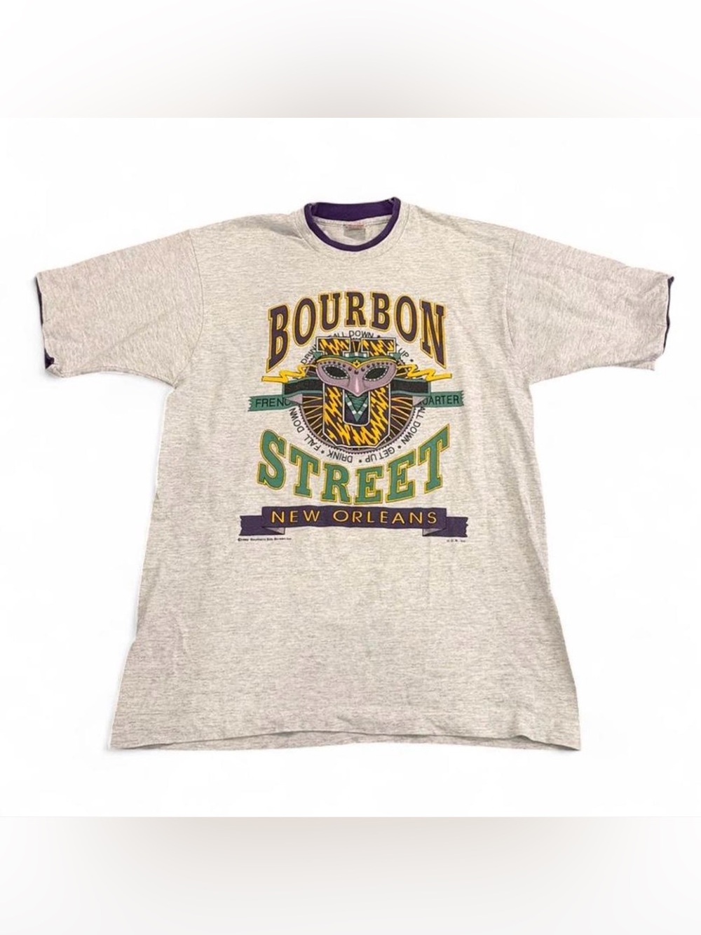 Vintage 1990 Bourbon Street New Orleans Cotton Graphic Tee, L